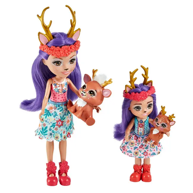 ENCHANTIMALS SET PAPUSI SURORI SI ANIMALUTELE LOR  DANESSA DEER & SPRINT SI DANETTA DEER & FLEET VIVMTHCF79_HCF80