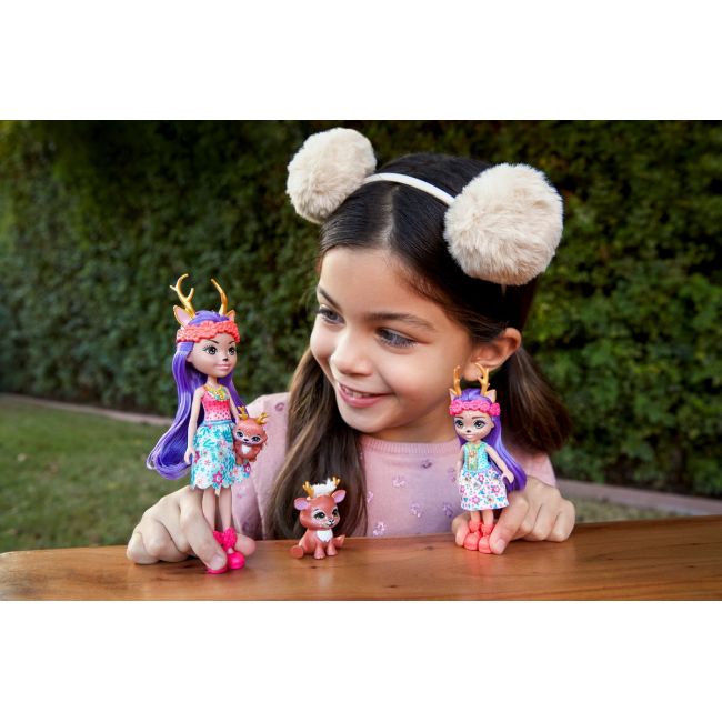 ENCHANTIMALS SET PAPUSI SURORI SI ANIMALUTELE LOR  DANESSA DEER & SPRINT SI DANETTA DEER & FLEET VIVMTHCF79_HCF80
