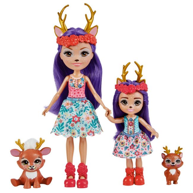ENCHANTIMALS SET PAPUSI SURORI SI ANIMALUTELE LOR  DANESSA DEER & SPRINT SI DANETTA DEER & FLEET VIVMTHCF79_HCF80