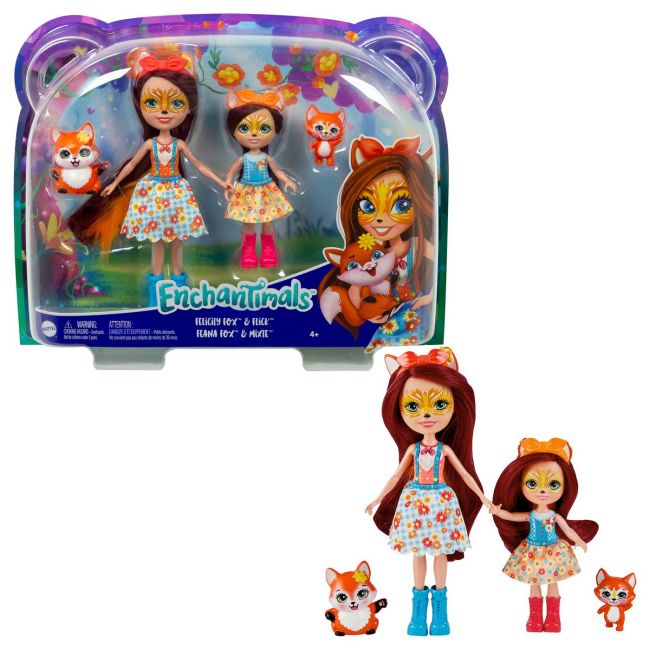ENCHANTIMALS SET PAPUSI SURORI SI ANIMALUTELE LOR  FELICITY FOX & FLICK SI FEANA FOX & MIXTE VIVMTHCF79_HCF81