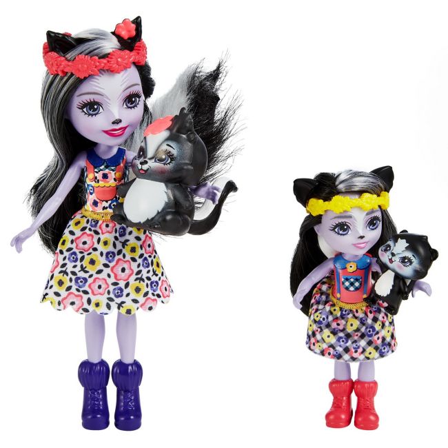 ENCHANTIMALS SET PAPUSI SURORI SI ANIMALUTELE LOR SAGE SKUNK & CAPER SI SABELLA SKUNK & STRIPER VIVMTHCF79_HCF82