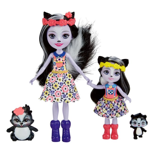 ENCHANTIMALS SET PAPUSI SURORI SI ANIMALUTELE LOR SAGE SKUNK & CAPER SI SABELLA SKUNK & STRIPER VIVMTHCF79_HCF82