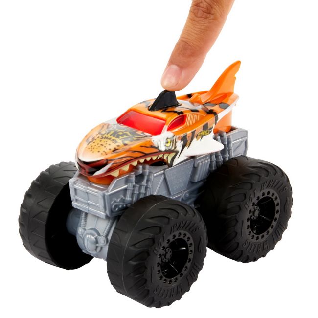 HOT WHEELS MONSTER TRUCK ROARIN WRECKERS TIGER SHARK CU FUNCTII SI SUNETE SCARA  1:43 VIVMTHDX60_HDX62