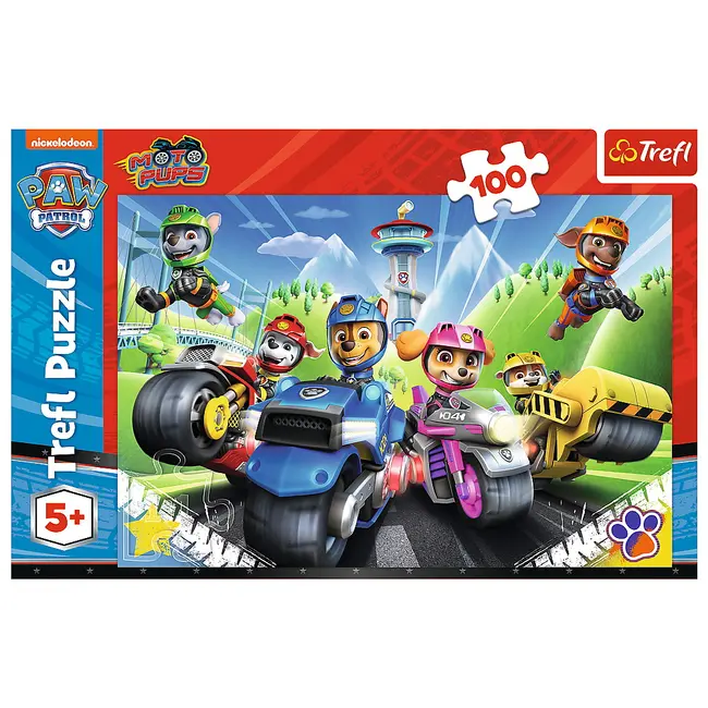 PUZZLE TREFL 100 PIESE PATRULA CATELUSILOR CATELUSII PE MOTOCICLETE VIV16430