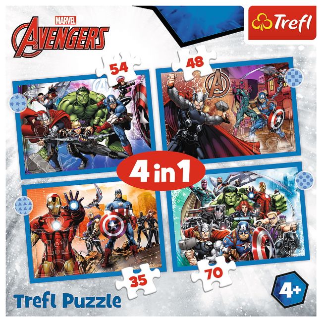 PUZZLE TREFL 4IN1 AVENGERS - RAZBUNATORII CURAJOSI VIV34386