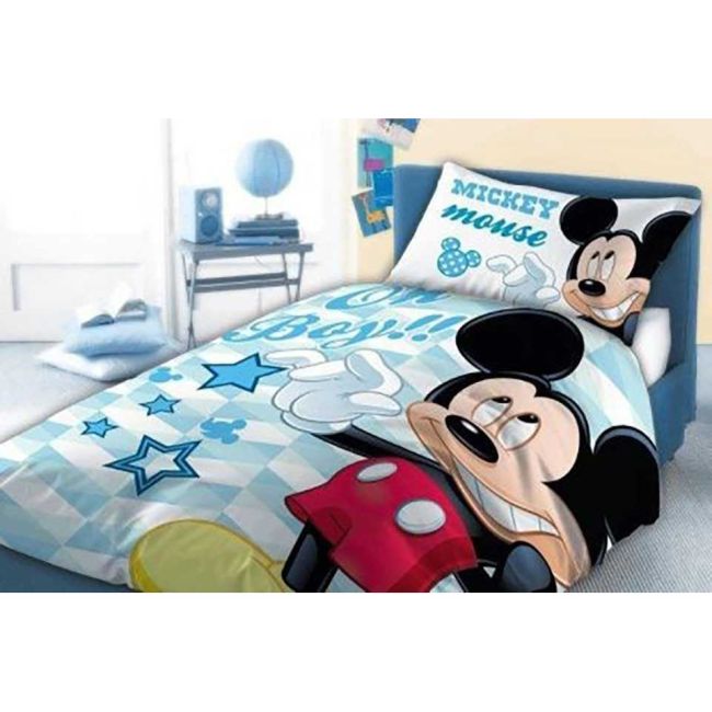Set lenjerie pat copii Mickey Oh Boy 100x135 + 40x60 SunCity FRA541850 BBJFRA541850_Albastru