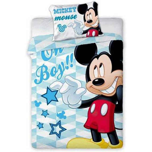Set lenjerie pat copii Mickey Oh Boy 100x135 + 40x60 SunCity FRA541850 BBJFRA541850_Albastru