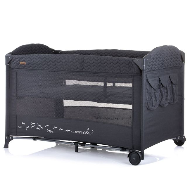 Patut pliabil chipolino merida anthracite linen cu laterala culisanta hubkosimer0221an