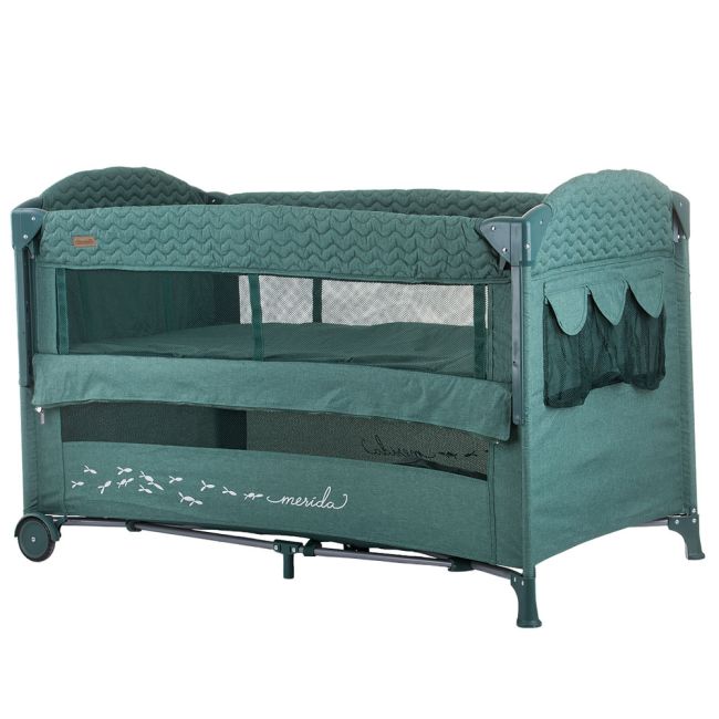 Patut pliabil chipolino merida avocado linen cu laterala culisanta hubkosimer0223av
