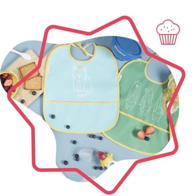 Badabulle - set 2 bavetici cu animalute  bbbb007023