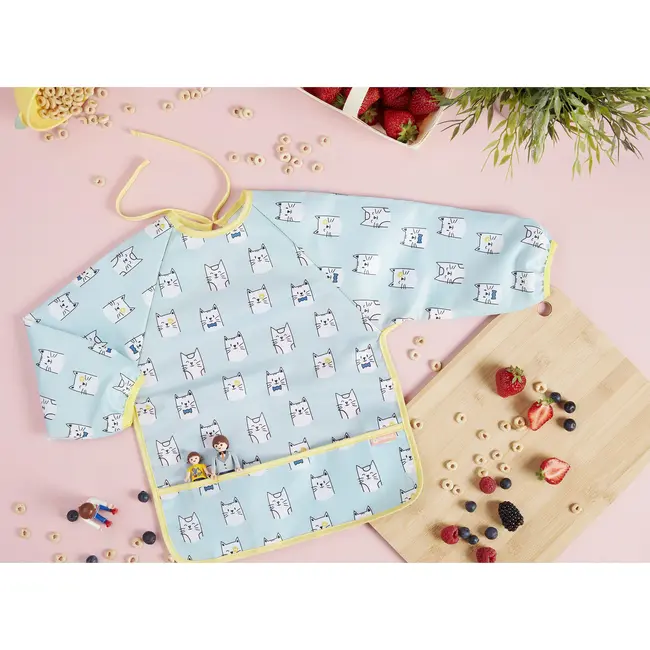 Badabullle - bavetica cu maneci, albastra cu pisicute bbbb007025