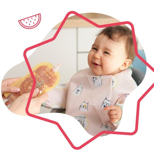 Badabullle - bavetica cu maneci, roz cu animalute vesele bbbb007024