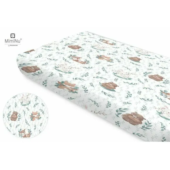 MimiNu - Cearceaf cu elastic, Din bumbac, Pentru pat 160x80 cm, Lulu Natural BYN6426972009775