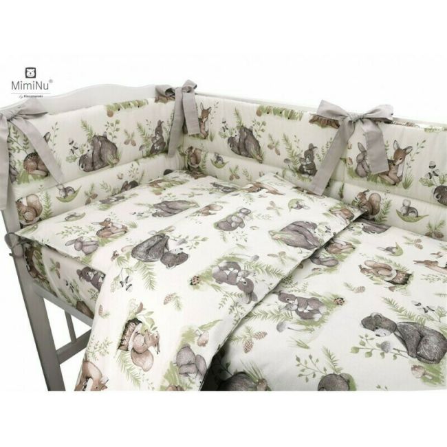 MimiNu - Cearceaf cu elastic pentru patut 120X60 cm, Din bumbac, Design, Calm Forest Natural BYN6426972009935