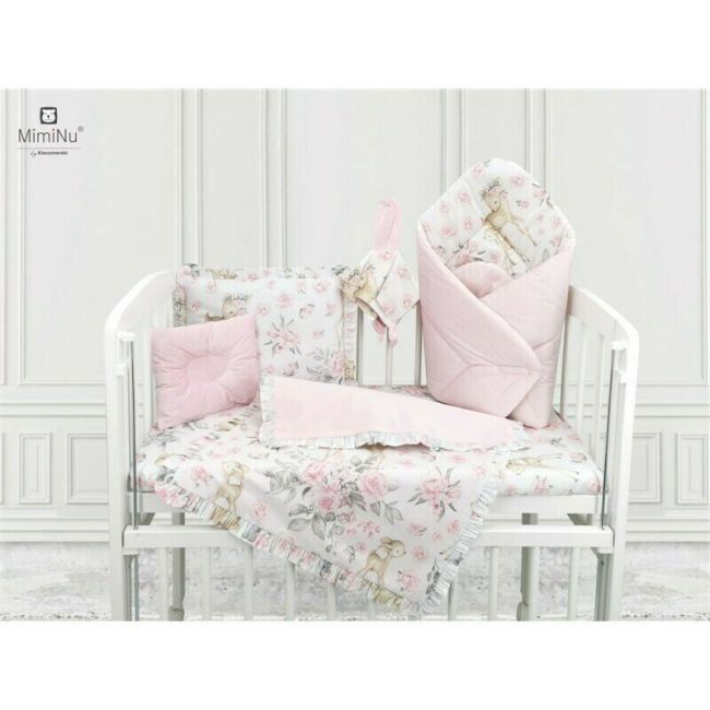 MimiNu - Perna bebelusi profilata, cu doua fete, 23x26 cm, Velvet Sweet Deer/Pink BYN6426972009874