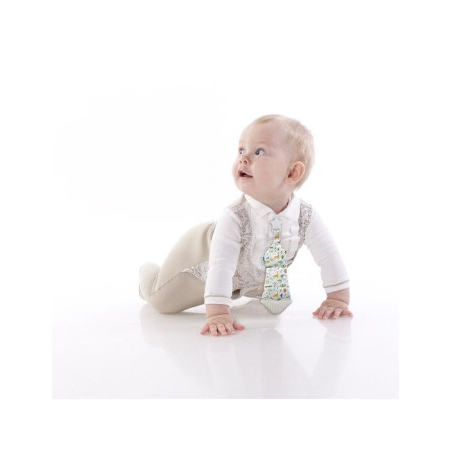 Cravata bebelusi cu accesoriu de dentitie BabyJem (Culoare: Ecru) JEMbj_7502