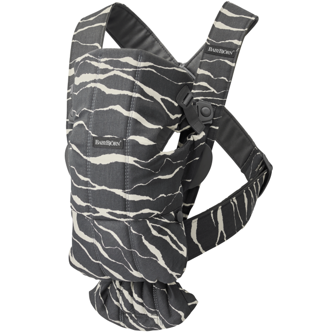 BabyBjorn - Marsupiu anatomic cu multiple pozitii de purtare Mini Anthracite/Landscape Bumbac - Editie Limitata BSAFE021027E1