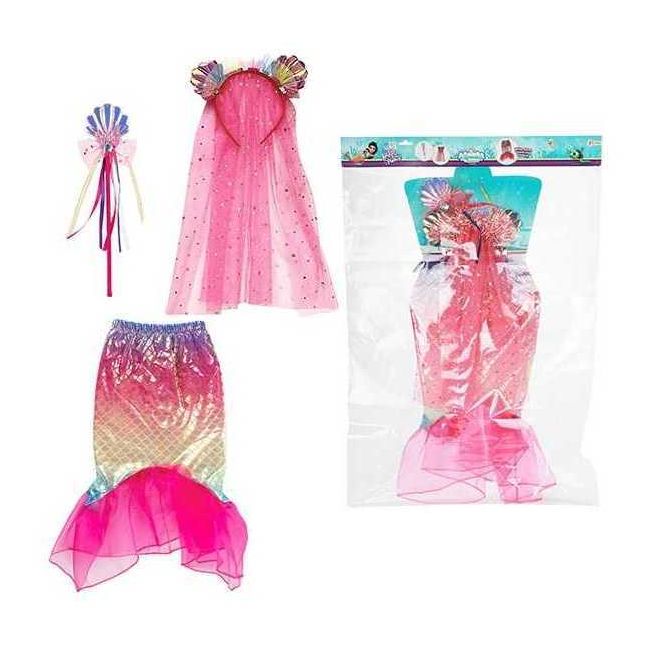 Costum Sirena cu Fustita, Diadema si Bagheta Magica Toi-Toys TT12147A BBJTT12147A_Roz