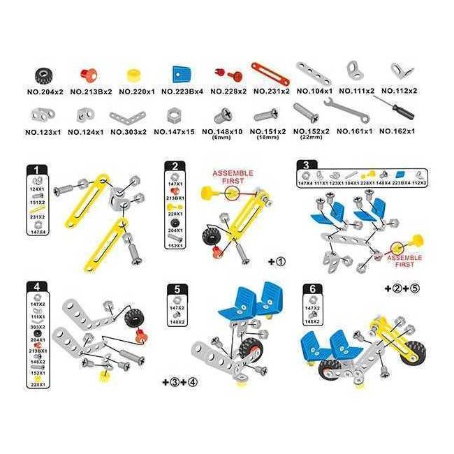 Set de Constructie Metalic Vehicule Metal 3D Toi-Toys TT43212Z BBJTT43212Z_Buldozer