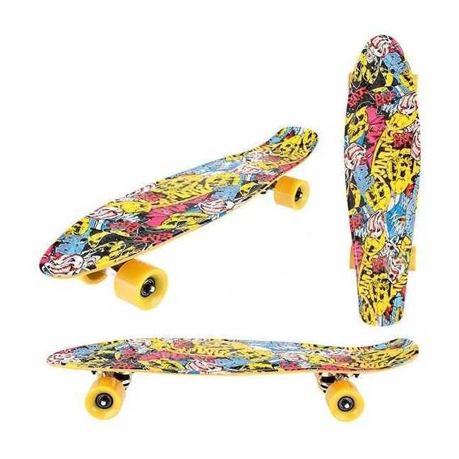 Skateboard Graffiti Skull 60 cm Toi-Toys TT62358A BBJTT62358A_Negru/Galben