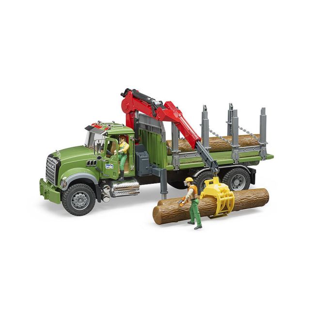 Bruder - Camion Lemne Mack Granite Cu Macara De Incarcare, Graifer Si 3 Busteni ARTBR02824