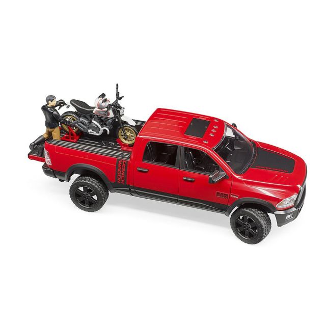 Bruder - Masina De Teren Ram 2500 Cu Motocicleta Scrambler Ducati Desert Si Sofer ARTBR02502