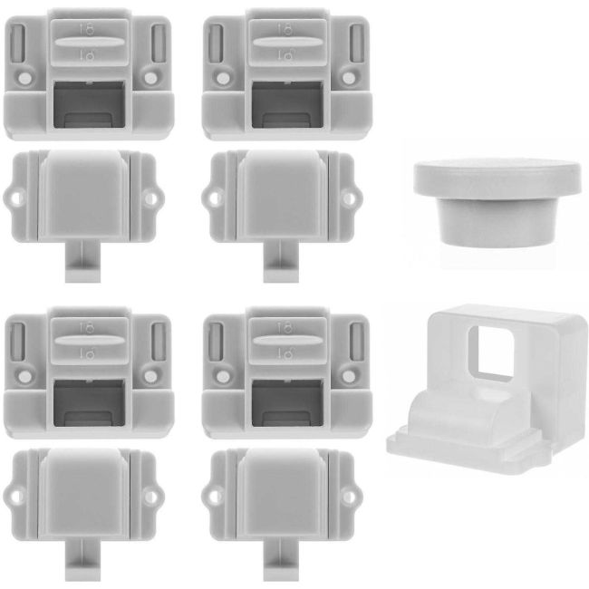 Set 4 sisteme de siguranta magnetice pentru dulapuri si sertare Iso Trade MY6798 BBJMY6798_Alb