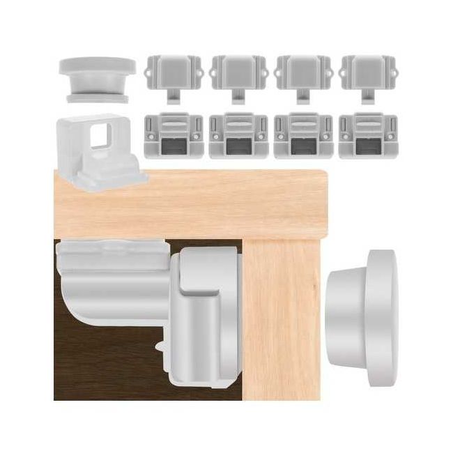 Set 4 sisteme de siguranta magnetice pentru dulapuri si sertare Iso Trade MY6798 BBJMY6798_Alb