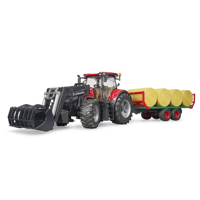 Bruder - Tractor Case Ih Optum 300 Cvx Cu Incarcator Frontal Si Remorca Transport Cu 8 Baloti ARTBR03198