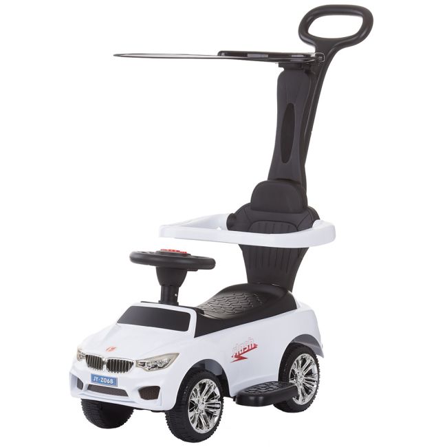 Masinuta de impins chipolino flash white cu maner si copertina hubrocflh02101wh