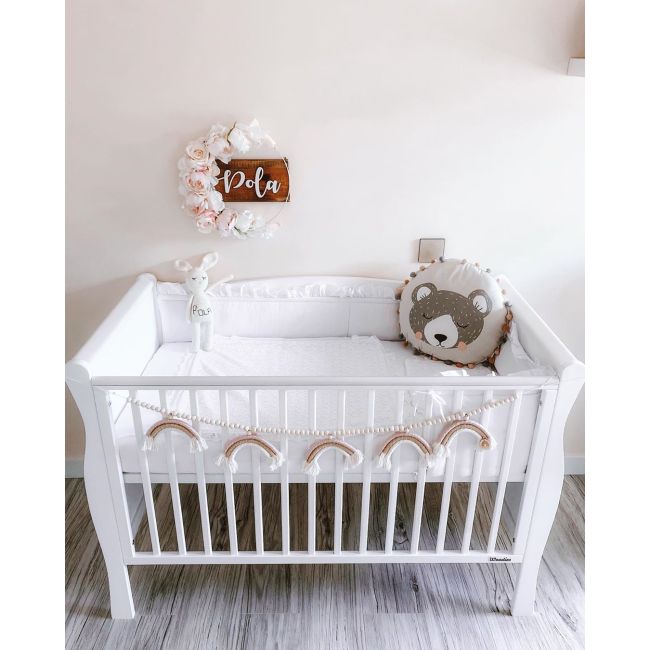 Patut Din Lemn Pentru Bebe, Inaltime Saltea Reglabila, Noble Alb + Saltea Cocos 120x60x10 Cm Pjbnoble_cot_white-saltea