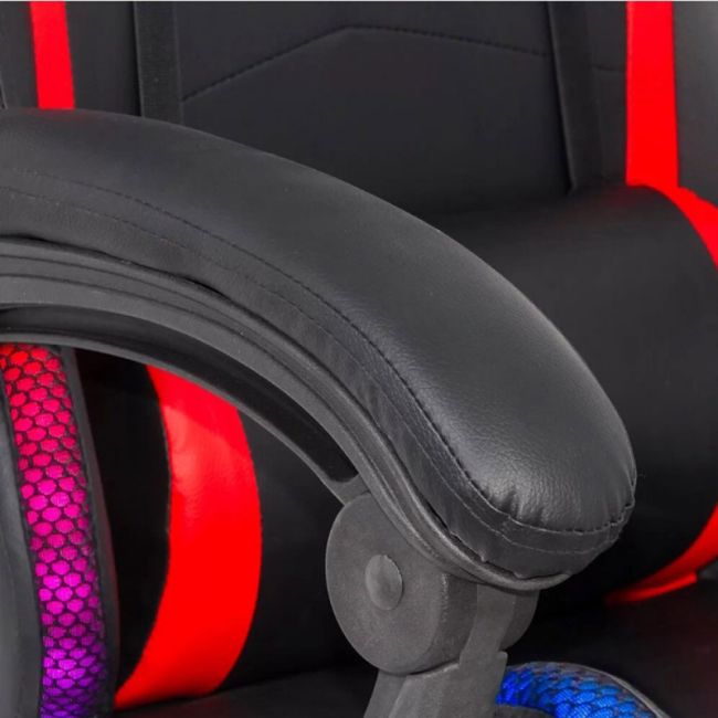 Scaun gaming cu iluminare led rgb off 303, perne detasabile, suport picioare retractabil, polipropilena, 110 kg drm9864
