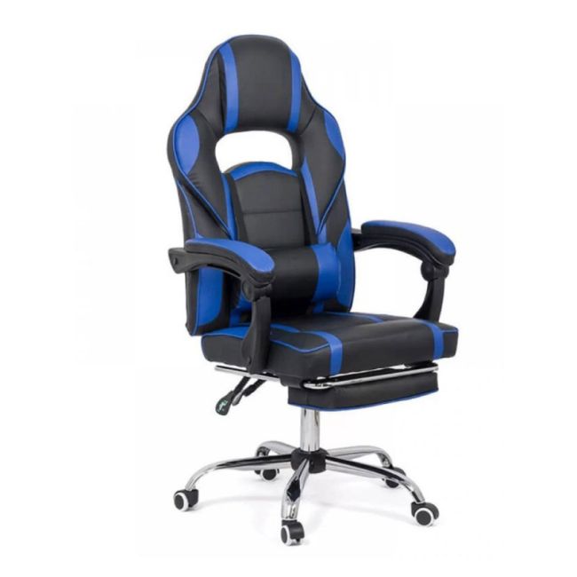 Scaun directorial cu suport picioare off 302, gaming, mecanism de balans, piele ecologica, cadru cromat, 110 kg drm9863