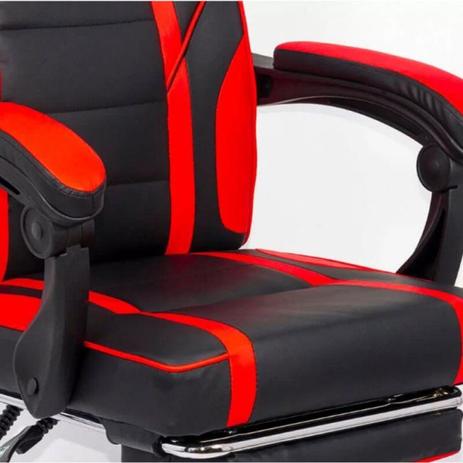 Scaun directorial cu suport picioare off 302, gaming, mecanism de balans, piele ecologica, cadru cromat, 110 kg drm9863