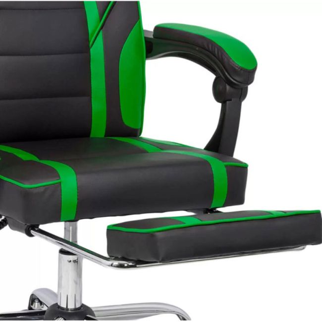 Scaun directorial cu suport picioare off 302, gaming, mecanism de balans, piele ecologica, cadru cromat, 110 kg drm9863