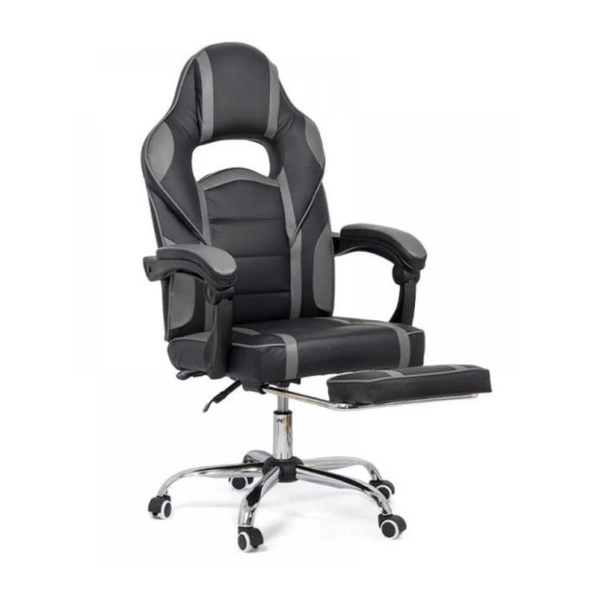 Scaun directorial cu suport picioare off 302, gaming, mecanism de balans, piele ecologica, cadru cromat, 110 kg drm9863