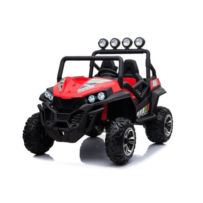 Utv Electric Pentru Copii Golf-kart S2588, 4 Motoare, Roti Moi, Scaun Dublu Tapitat 180w Premium  Rosu Kat00572