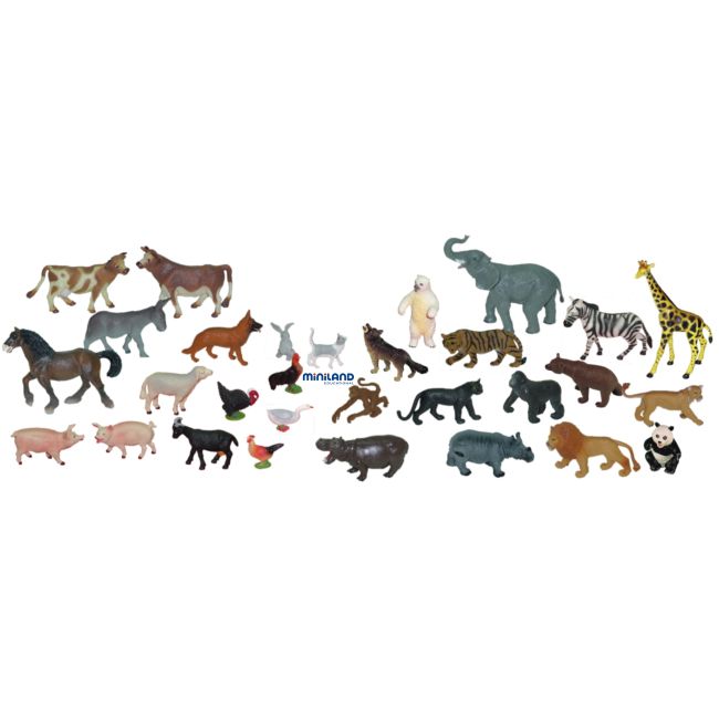 Animale domestice si salbatice miniland 30 figurine - okeml25140