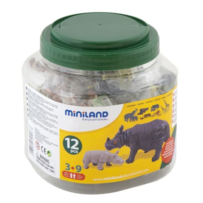 Animale salbatice cu puii set de 12 figurine - miniland - okeml25137