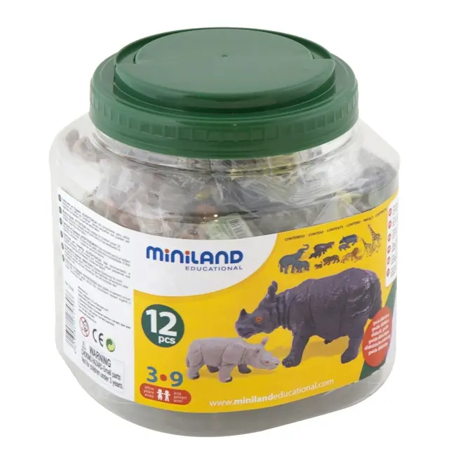 Animale salbatice cu puii set de 12 figurine - miniland - okeml25137