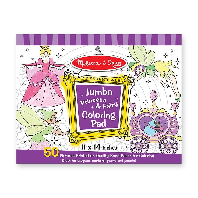 Caiet jumbo cu desene pentru colorat printese si zane melissa and doug - okemd4263