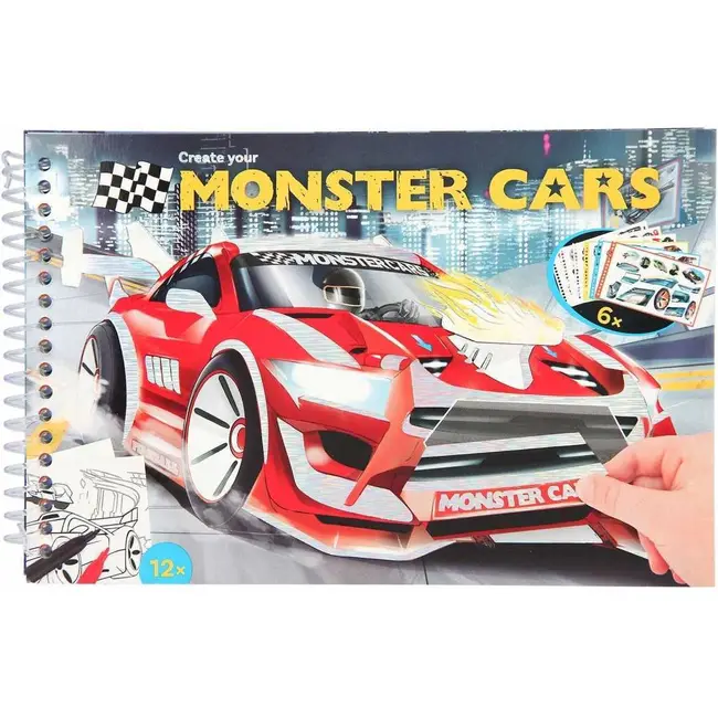 Carte de colorat cu stickere Monster Cars Depesche PT11884 BBJPT11884_Initiala