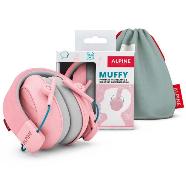 Casti antifonice pliabile pentru copii 5-16 ani, ofera protectie auditiva, SNR 25, roz, ALPINE Muffy Kids Pink ALP26481