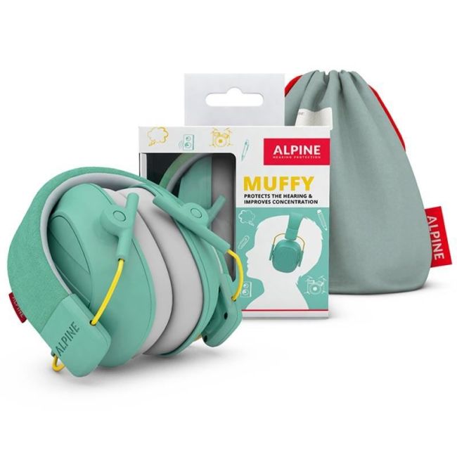 Casti antifonice pliabile pentru copii 5-16 ani, ofera protectie auditiva, SNR 25, verde menta, ALPINE Muffy Kids Mint ALP26498