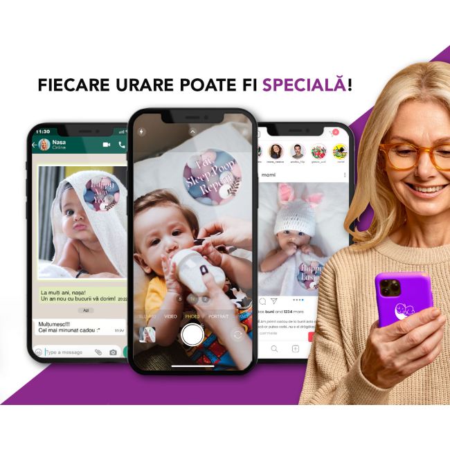 Set 100 Stickere pentru fotografierea bebelusilor - Baby Milestone Stickers pentru fotografii memorabile | Pachet XXL 20 cm diametru