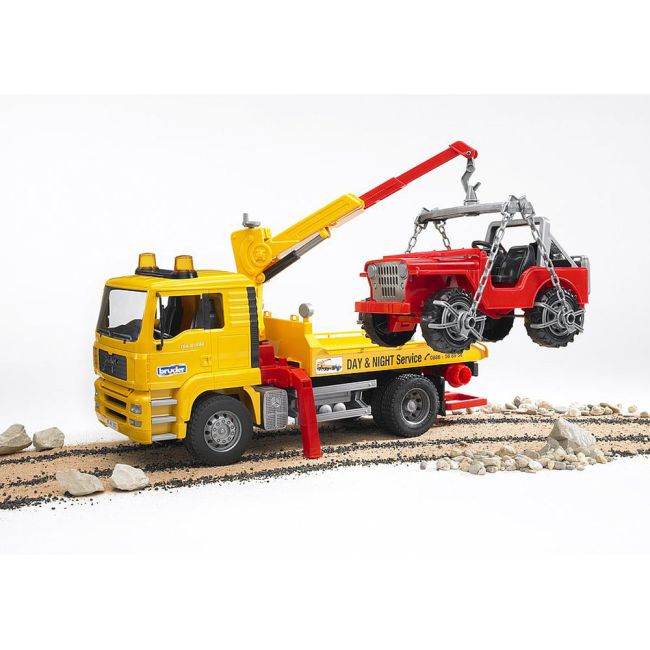 Bruder - Camion De Tractare Man Tga Si Vehicul De Teren ARTBR02750