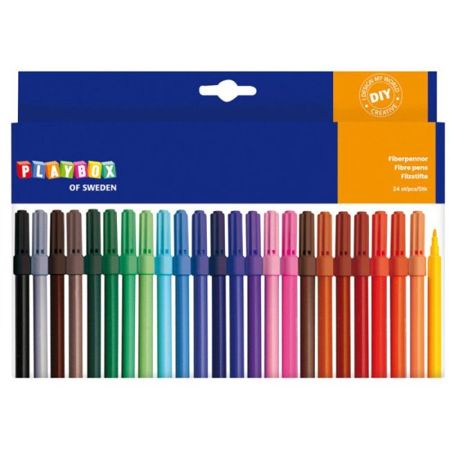 Set 24 carioci colorate cu varful subtire - okepb2470732