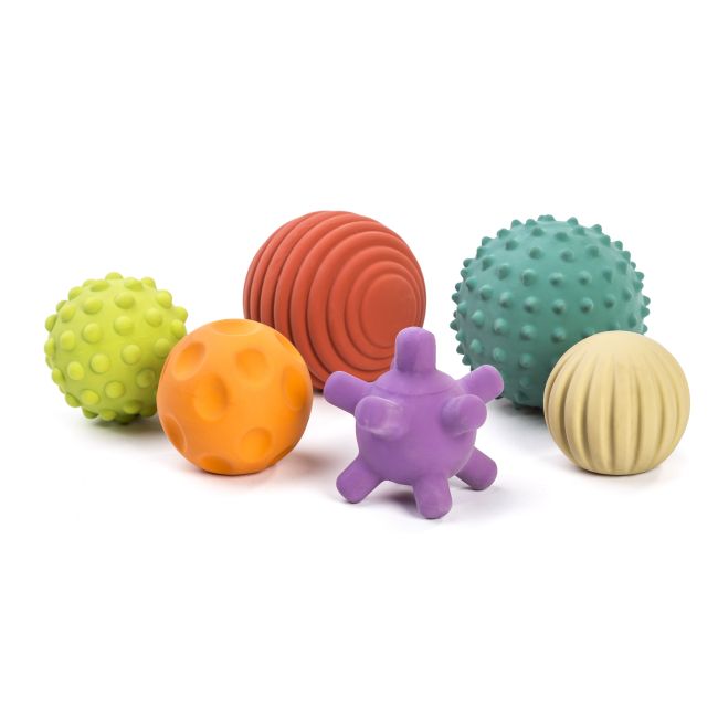 Set 6 mingi senzoriale din cauciuc natural eco pentru bebelusi - okeml97314
