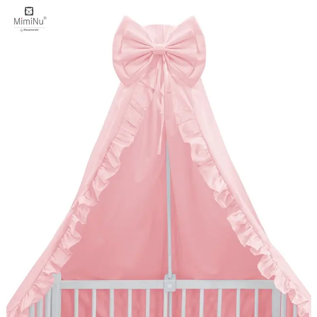 MimiNu - Baldachin pentru patut, cu funda si volanas, 210x145 cm, Colectia Royal, Powder Pink BYN6426972010375