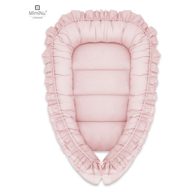 MimiNu - Cosulet bebelus pentru dormit, Baby Nest 75 x 75 cm, Cu Volanase, Colectia Royal, Powder Pink BYN5907501431041